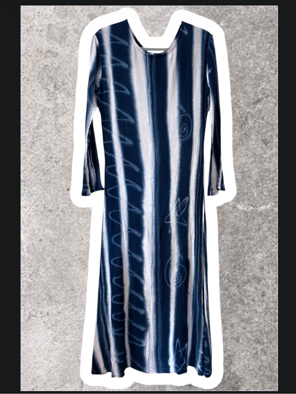 Whimsigoth boho long sleeve maxi dress with stars, spirals, and zigzags S small